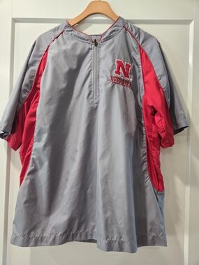 Vintage Nebraska Cornhuskers Short Sleeve Windbreaker Jacket Quarter Zip [M]